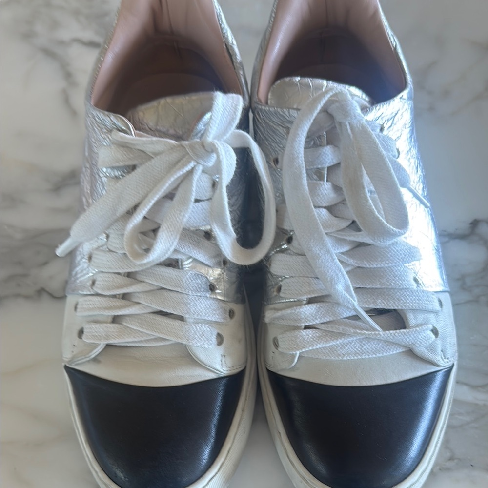 Stylish Silver and Black Women's Sneakers